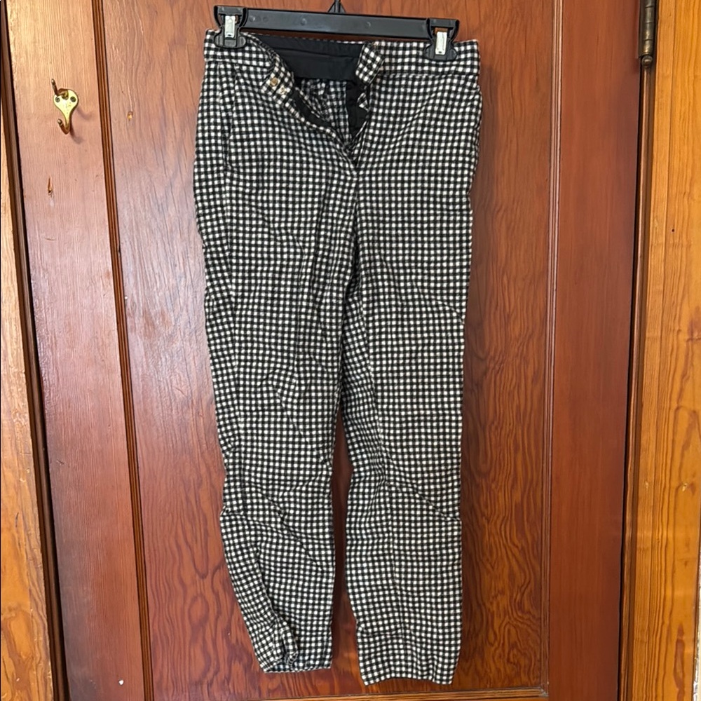 Massimo Dutti Wool Black and White Checkered Trousers Pants